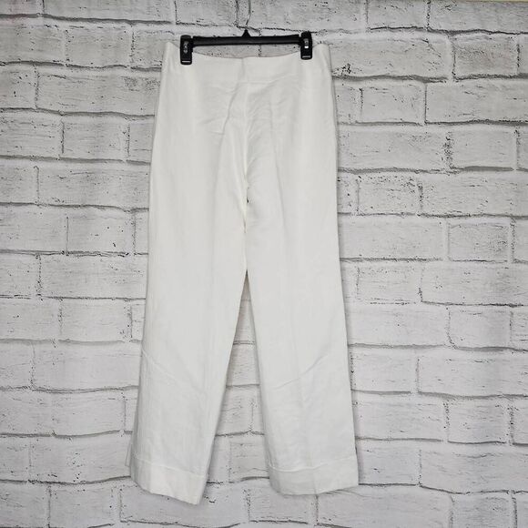 Ann Taylor LOFT Womens White Wide Leg High Waist Lined Linen Pants Size 8P - Picture 8 of 15
